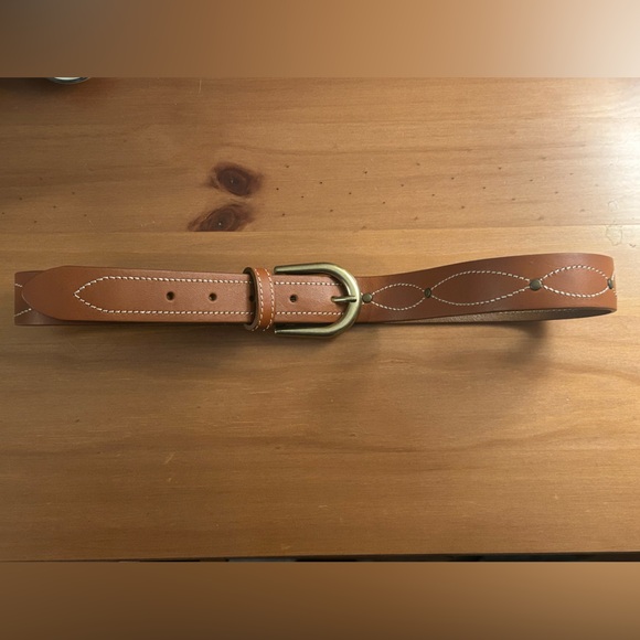 SEZANE Leather Belt with Brass Buckle - Picture 5 of 5